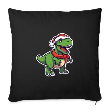TREX Dinosaur Christmas Santa Hat - Sofa pillowcase 17,3'' x 17,3'' (45 x 45 cm) - black - Front