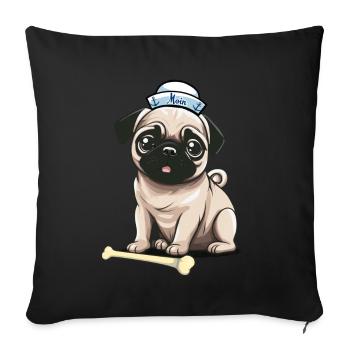 Hund Hunde maritim Moin Seemann Matrose Ahoi - Sofakissenbezug 45 x 45 cm - Schwarz - Vorne