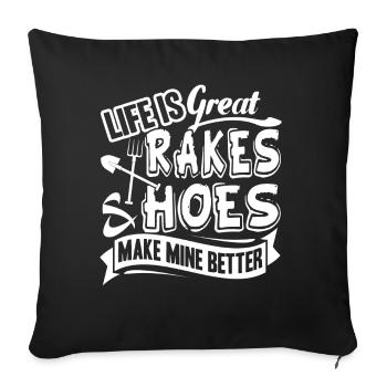 Gardening Makes Life Better - Sofa pillowcase 17,3'' x 17,3'' (45 x 45 cm) - black - Front