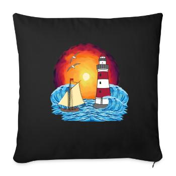 Lighthouse Sailing Ship Maritime Ships Ship - Sofa pillowcase 17,3'' x 17,3'' (45 x 45 cm) - black - Front