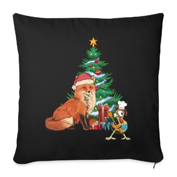 Christmas Christmas Xmas Fox Rooster - Sofa pillowcase 17,3'' x 17,3'' (45 x 45 cm) - black - Front