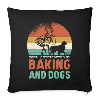 Passion pour la pâtisserie et les chiens - Housse de coussin décorative 45 x 45 cm - noir - Devant
