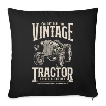 Anniversaire de fermier de tracteur vintage Né en 2011 - Housse de coussin décorative 45 x 45 cm - noir - Devant