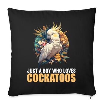 Cockatoo Cockatoos Cockatoo - Sofa pillowcase 17,3'' x 17,3'' (45 x 45 cm) - black - Front
