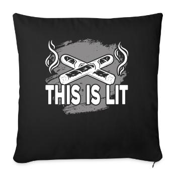 Cigar Smoking This Is Cigar Lit - Sofa pillowcase 17,3'' x 17,3'' (45 x 45 cm) - black - Front