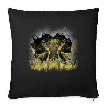 Cerf, cerf, chevreuil, orignal, Finlande, Suède - Housse de coussin décorative 45 x 45 cm - noir - Devant