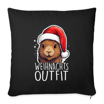 Tenue de Noël Capybara - Housse de coussin décorative 45 x 45 cm - noir - Devant
