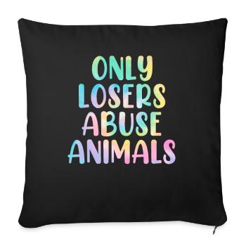 Only Losers Abuse Animals Tie Dye Shelter - Sofa pillowcase 17,3'' x 17,3'' (45 x 45 cm) - black - Front