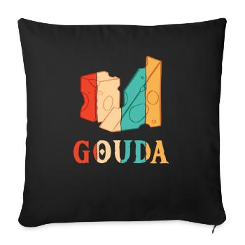 Fromage Queso Rétro Amateur de Fromage Gouda - Housse de coussin décorative 45 x 45 cm - noir - Devant