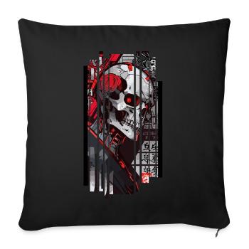 Cyborg skull kanji - Sofa pillowcase 17,3'' x 17,3'' (45 x 45 cm) - black - Front