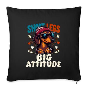 Chien teckel patte impression bonnet teckel ami wau - Housse de coussin décorative 45 x 45 cm - noir - Devant