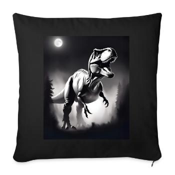 Schwarz-weißer T-Rex - Sofakissenbezug 45 x 45 cm - Schwarz - Vorne