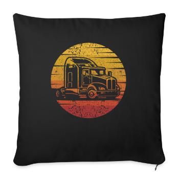 Retro Trucker Truckie Legends Lover Truck Driver - Sofa pillowcase 17,3'' x 17,3'' (45 x 45 cm) - black - Front