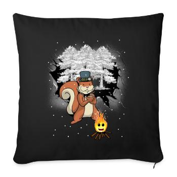 Winter Forest Squirrel Kids - Sofa pillowcase 17,3'' x 17,3'' (45 x 45 cm) - black - Front