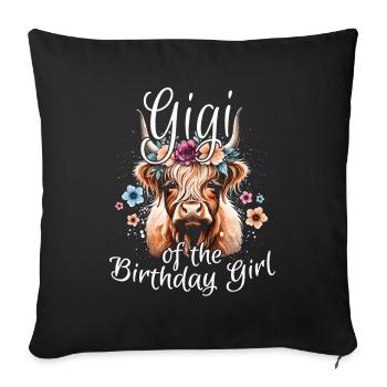 Gigi de la fille d’anniversaire - Housse de coussin décorative 45 x 45 cm - noir - Devant