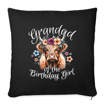 Grand-père de la fille d’anniversaire - Housse de coussin décorative 45 x 45 cm - noir - Devant