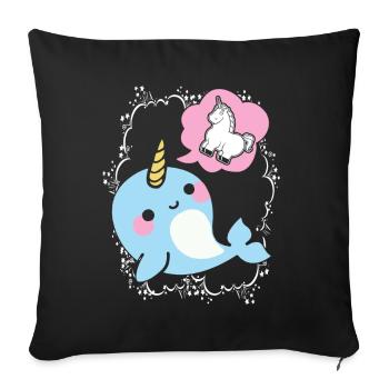 Narwhal Dreaming Of Unicorn - Sofa pillowcase 17,3'' x 17,3'' (45 x 45 cm) - black - Front