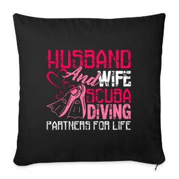 Husband And Wife Scuba Diving Partners For Life - Sofa pillowcase 17,3'' x 17,3'' (45 x 45 cm) - black - Front
