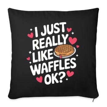 Gaufres Bonbons pour le petit-déjeuner - Housse de coussin décorative 45 x 45 cm - noir - Devant