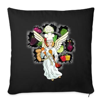 heavenly cooking vegetables angel cook cook - Sofa pillowcase 17,3'' x 17,3'' (45 x 45 cm) - black - Front