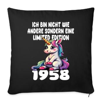 Limited Edition 1958 Birthday Born 1958 - Sofa pillowcase 17,3'' x 17,3'' (45 x 45 cm) - black - Front