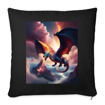 Dragon flying over the mountains - Sofa pillowcase 17,3'' x 17,3'' (45 x 45 cm) - black - Front