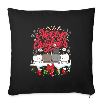 Cute Christmas cat - Cute christmas cat - Sofa pillowcase 17,3'' x 17,3'' (45 x 45 cm) - black - Front