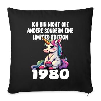 Limited Edition 1980 Birthday Born 1980 - Sofa pillowcase 17,3'' x 17,3'' (45 x 45 cm) - black - Front