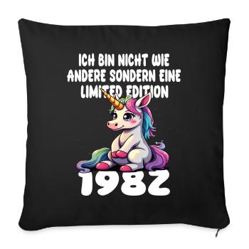 Edition Limitée 1982 Anniversaire Né 1982 - Housse de coussin décorative 45 x 45 cm - noir - Devant