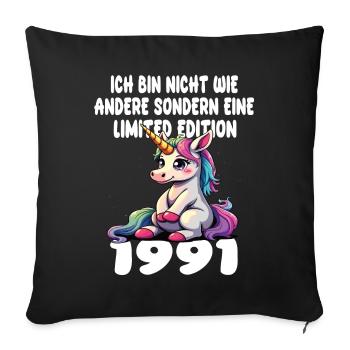 Edition Limitée 1991 Anniversaire Né 1991 - Housse de coussin décorative 45 x 45 cm - noir - Devant