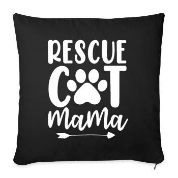 Rescue Cat Mama Foster Cat Shelter Mom Animal - Sofa pillowcase 17,3'' x 17,3'' (45 x 45 cm) - black - Front