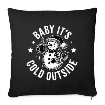 Bébé, il fait froid dehors Bonhomme de neige - Housse de coussin décorative 45 x 45 cm - noir - Devant