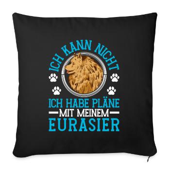 Plans with my Eurasier Eurasian Spitz - Sofa pillowcase 17,3'' x 17,3'' (45 x 45 cm) - black - Front