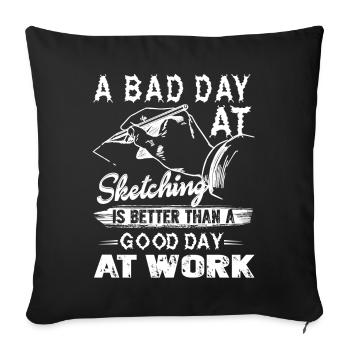 A Bad Day At Sketching - Sofa pillowcase 17,3'' x 17,3'' (45 x 45 cm) - black - Front