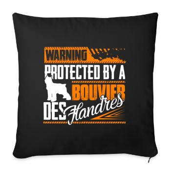 Protected By Bouvier Des Flandres - Sofa pillowcase 17,3'' x 17,3'' (45 x 45 cm) - black - Front