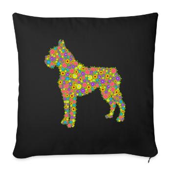 Boxer Dog Flower - Sofa pillowcase 17,3'' x 17,3'' (45 x 45 cm) - black - Front
