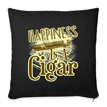 Cigar Smoking Happiness Is A Cigar - Sofa pillowcase 17,3'' x 17,3'' (45 x 45 cm) - black - Front