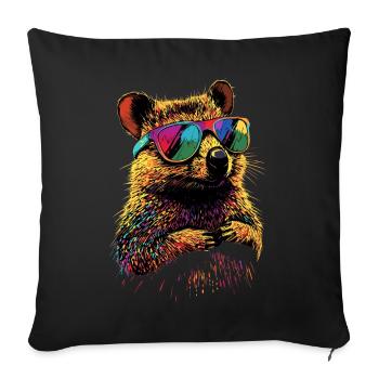 Quokka Sunglasses Rainbow Australia Quokkas - Sofa pillowcase 17,3'' x 17,3'' (45 x 45 cm) - black - Front