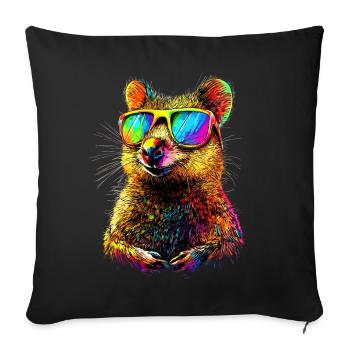 Quokka Sunglasses Rainbow Australia Quokkas - Sofa pillowcase 17,3'' x 17,3'' (45 x 45 cm) - black - Front
