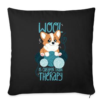 Wool is cheaper than therapy - Sofa pillowcase 17,3'' x 17,3'' (45 x 45 cm) - black - Front