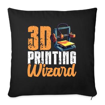 3D Printing Wizard 3d printer humor - Sofa pillowcase 17,3'' x 17,3'' (45 x 45 cm) - black - Front