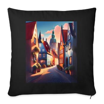 Une promenade dans une ville du Danemark - Housse de coussin décorative 45 x 45 cm - noir - Devant