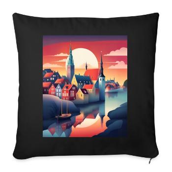 La ville du Danemark - Housse de coussin décorative 45 x 45 cm - noir - Devant