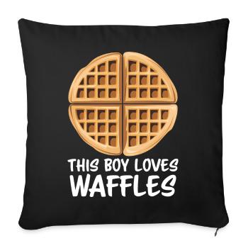 Waffles Saying Dessert Funny Waffles Gift - Sofa pillowcase 17,3'' x 17,3'' (45 x 45 cm) - black - Front
