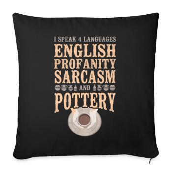 Poterie Céramiste Artiste Je Parle 4 - Housse de coussin décorative 45 x 45 cm - noir - Devant
