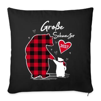 Big Sister Bear 2027 - Sofa pillowcase 17,3'' x 17,3'' (45 x 45 cm) - black - Front