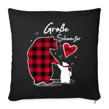 Big Sister Bear 2027 - Sofa pillowcase 17,3'' x 17,3'' (45 x 45 cm) - black - Front