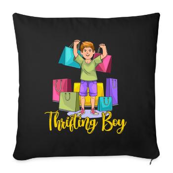 Thrift Shopper Thrifting Boy Thrift Store - Sofa pillowcase 17,3'' x 17,3'' (45 x 45 cm) - black - Front