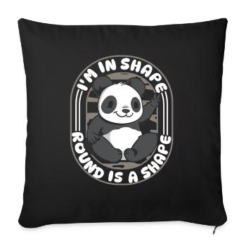 Je suis en forme rond est un ami ours panda en forme - Housse de coussin décorative 45 x 45 cm - noir - Devant