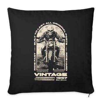 Moto Vintage Motards Moto Anniversaire 1957 - Housse de coussin décorative 45 x 45 cm - noir - Devant
